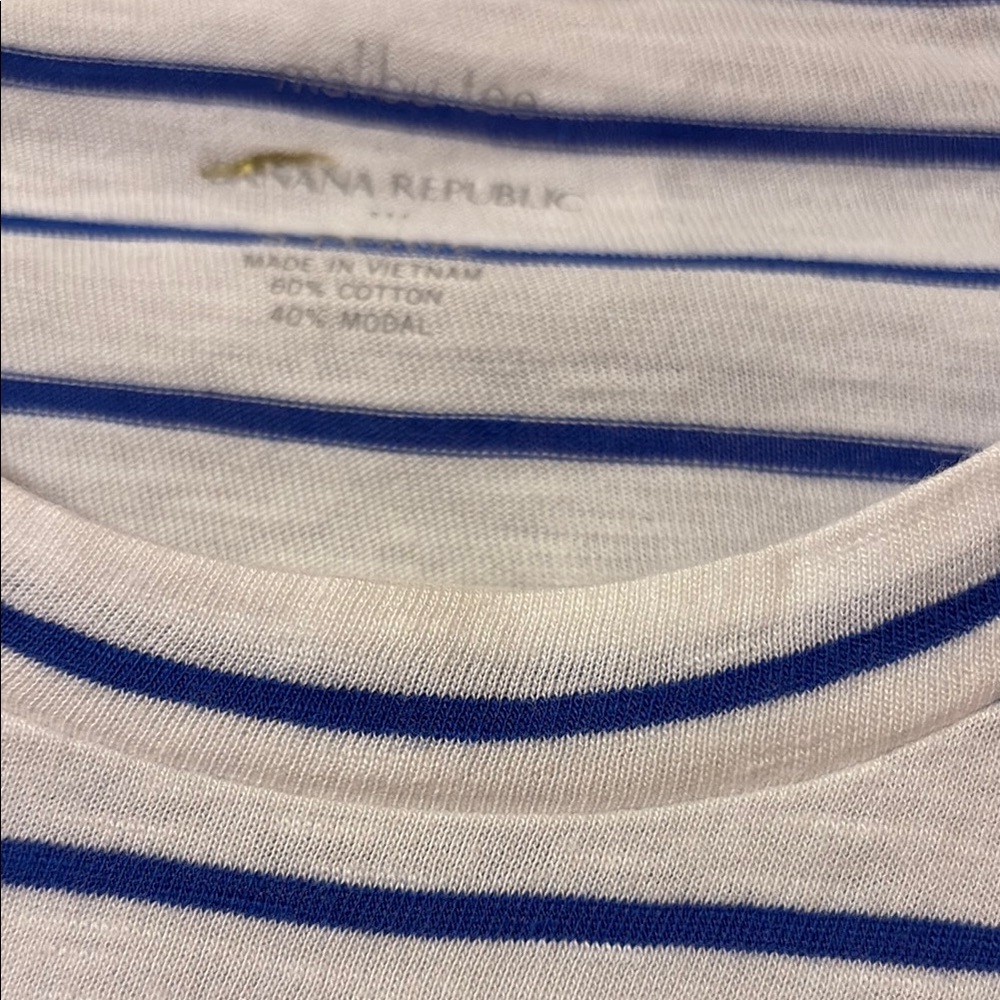 NWT Banana Republic Blue White Sleeveless Tee with Tie Front - Picture 6 of 12
